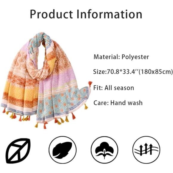 Boho Cotton Scarf Lightweight 005 - Picture 6 of 7